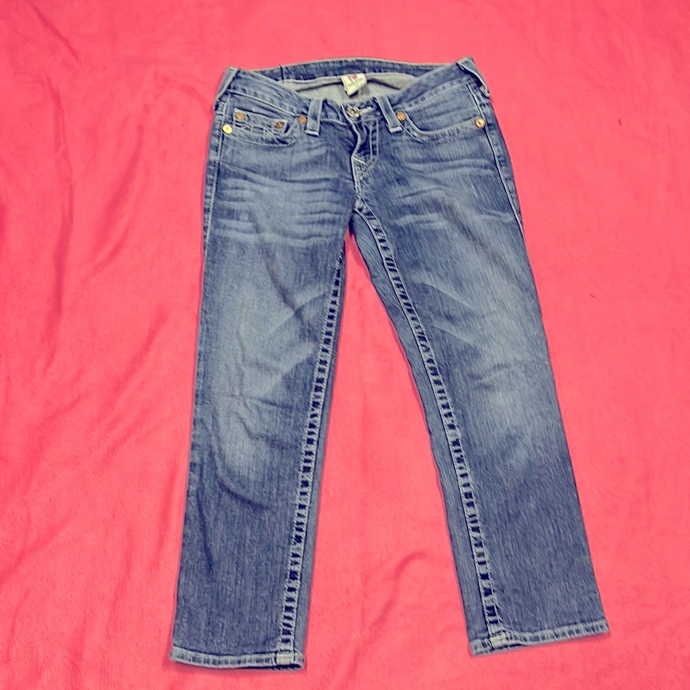 True Religion Capri jeans with sparkly pocket detail